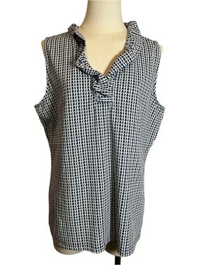 J. Mclaughlin Sleeveless Durham Top White Blue Catalina Cloth Size XL